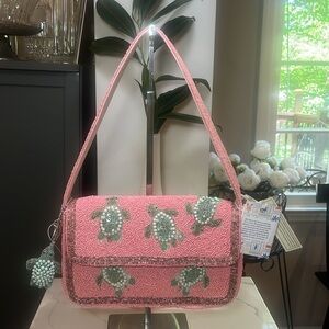 Handcrafted In India | Beaded Pretty Pink Sea Turtle Shoulder Bag 🐢